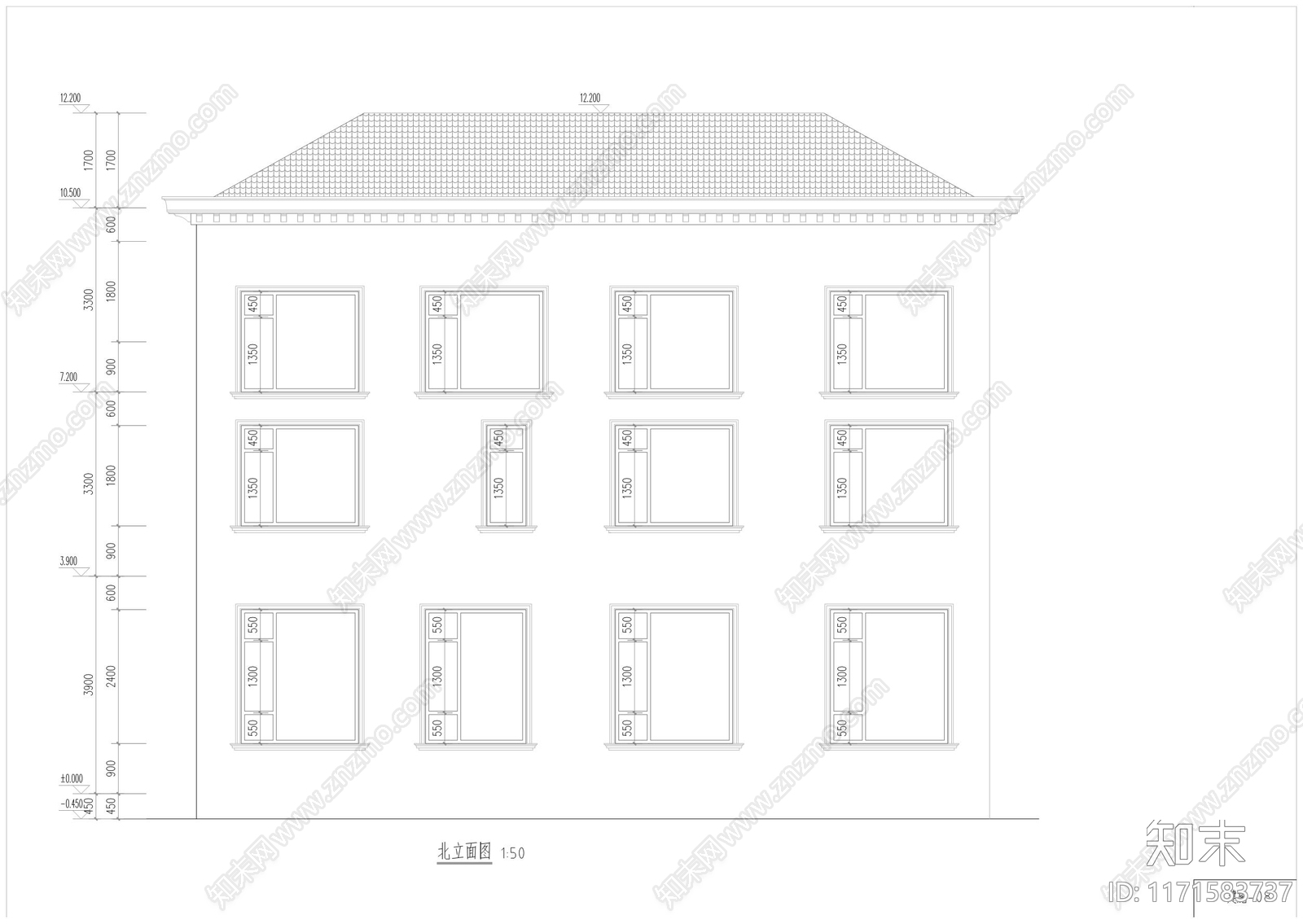 现代新中式别墅建筑cad施工图下载【ID:1171583737】