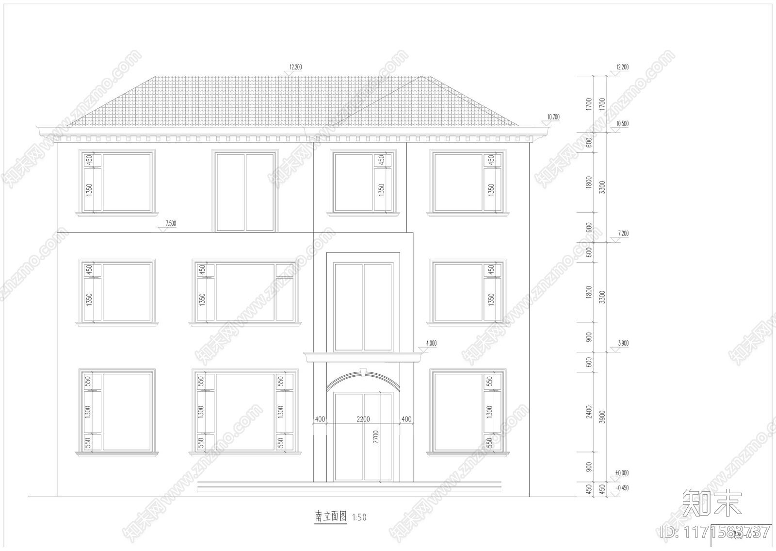 现代新中式别墅建筑cad施工图下载【ID:1171583737】