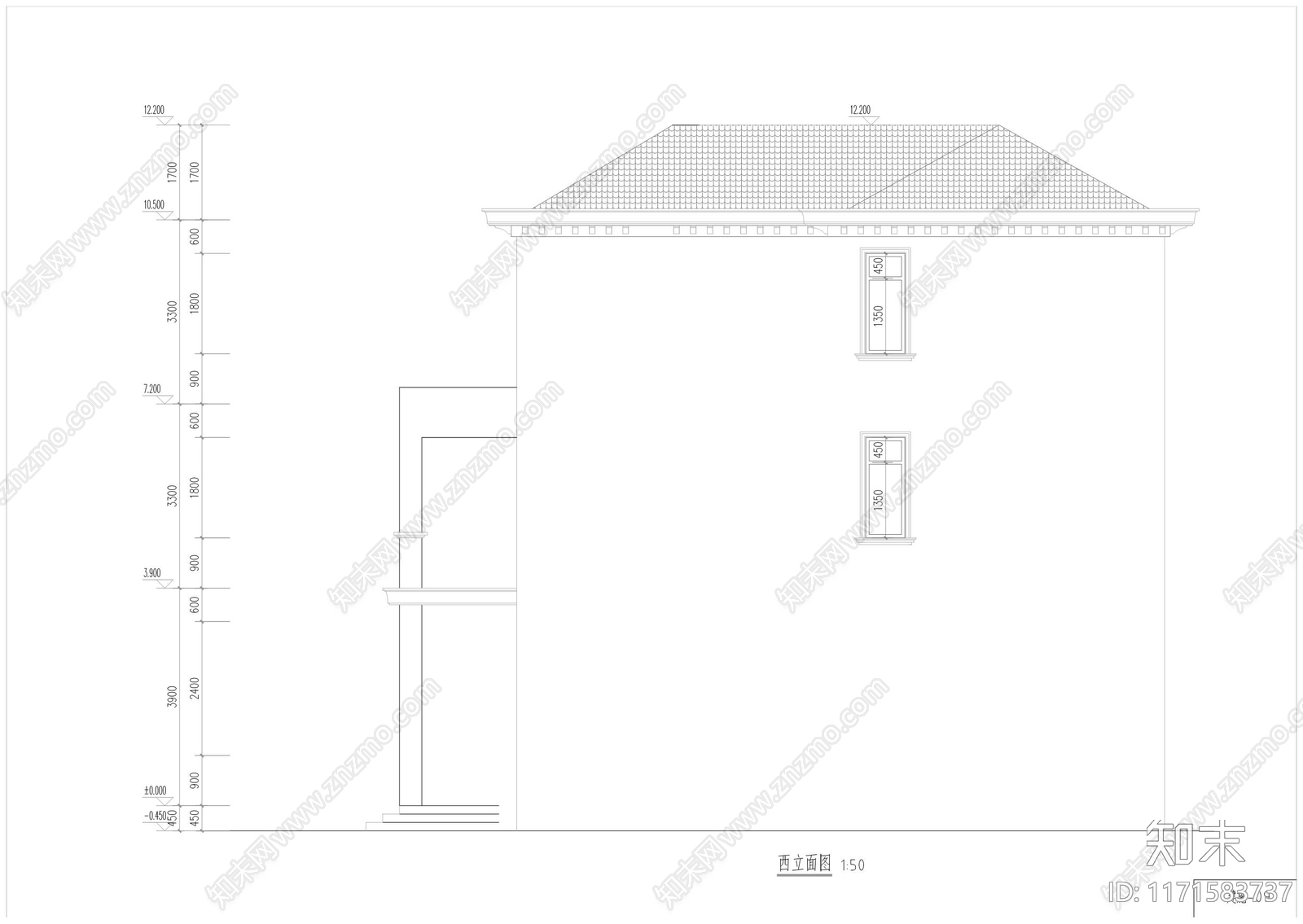 现代新中式别墅建筑cad施工图下载【ID:1171583737】