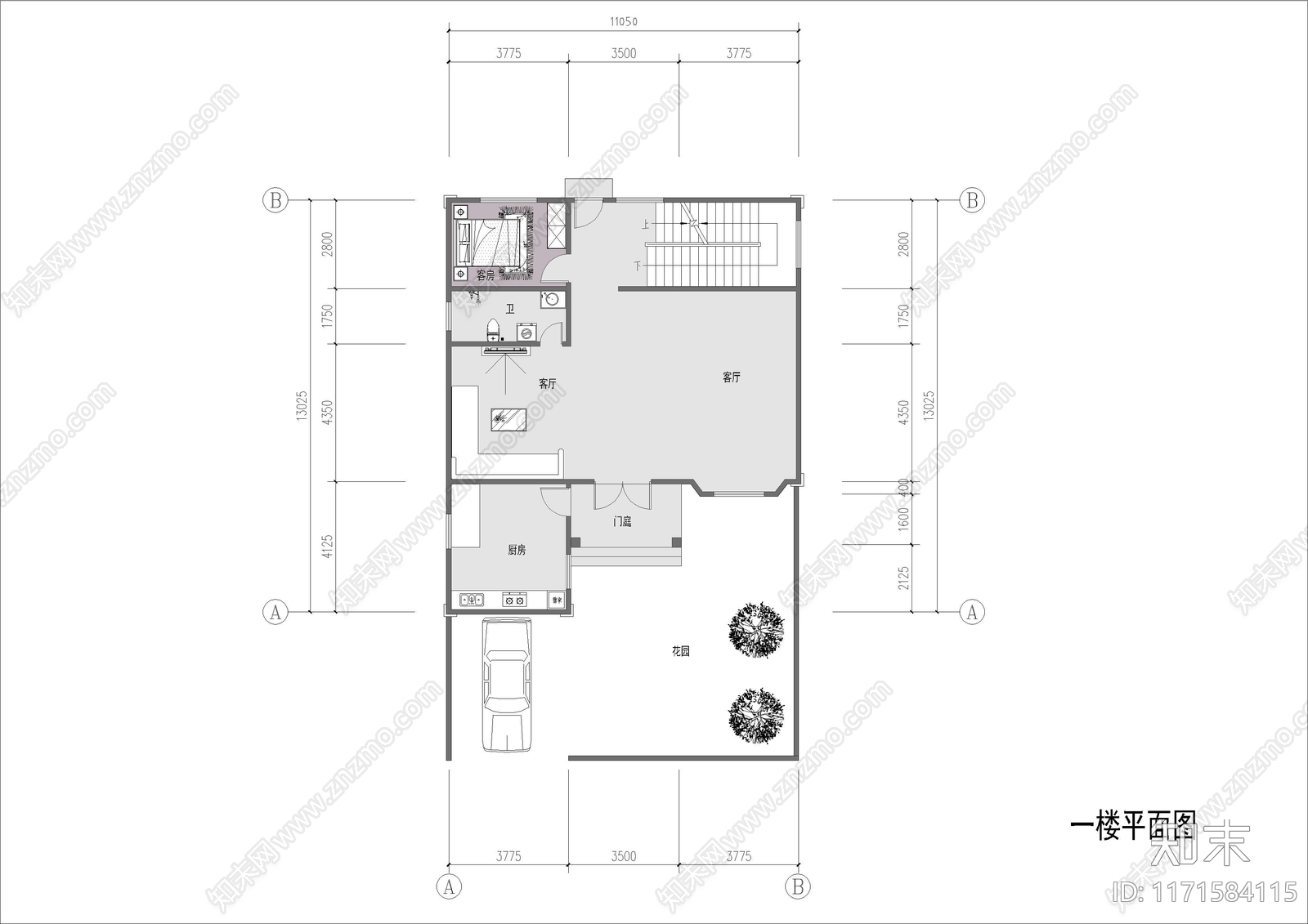 现代新中式别墅建筑cad施工图下载【ID:1171584115】