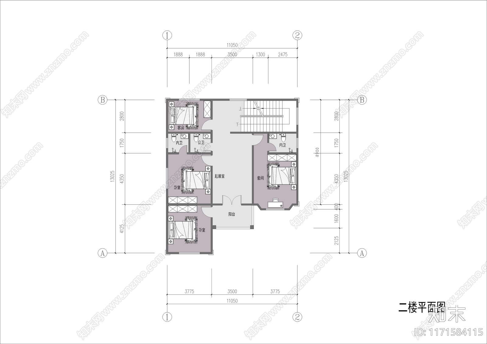 现代新中式别墅建筑cad施工图下载【ID:1171584115】