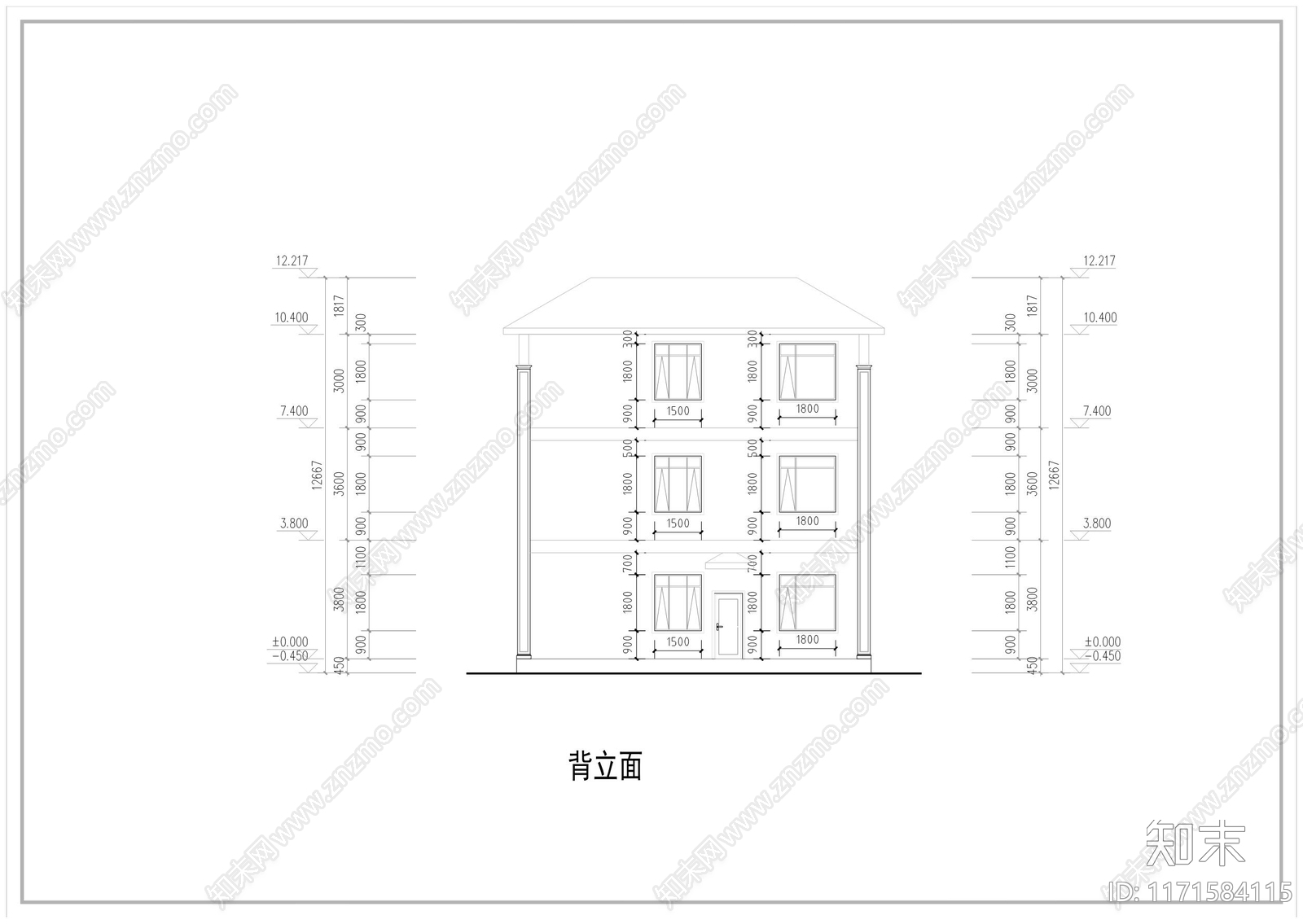 现代新中式别墅建筑cad施工图下载【ID:1171584115】