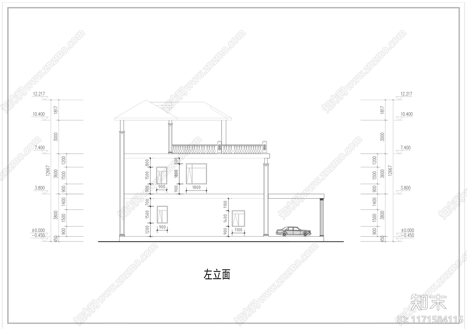 现代新中式别墅建筑cad施工图下载【ID:1171584115】