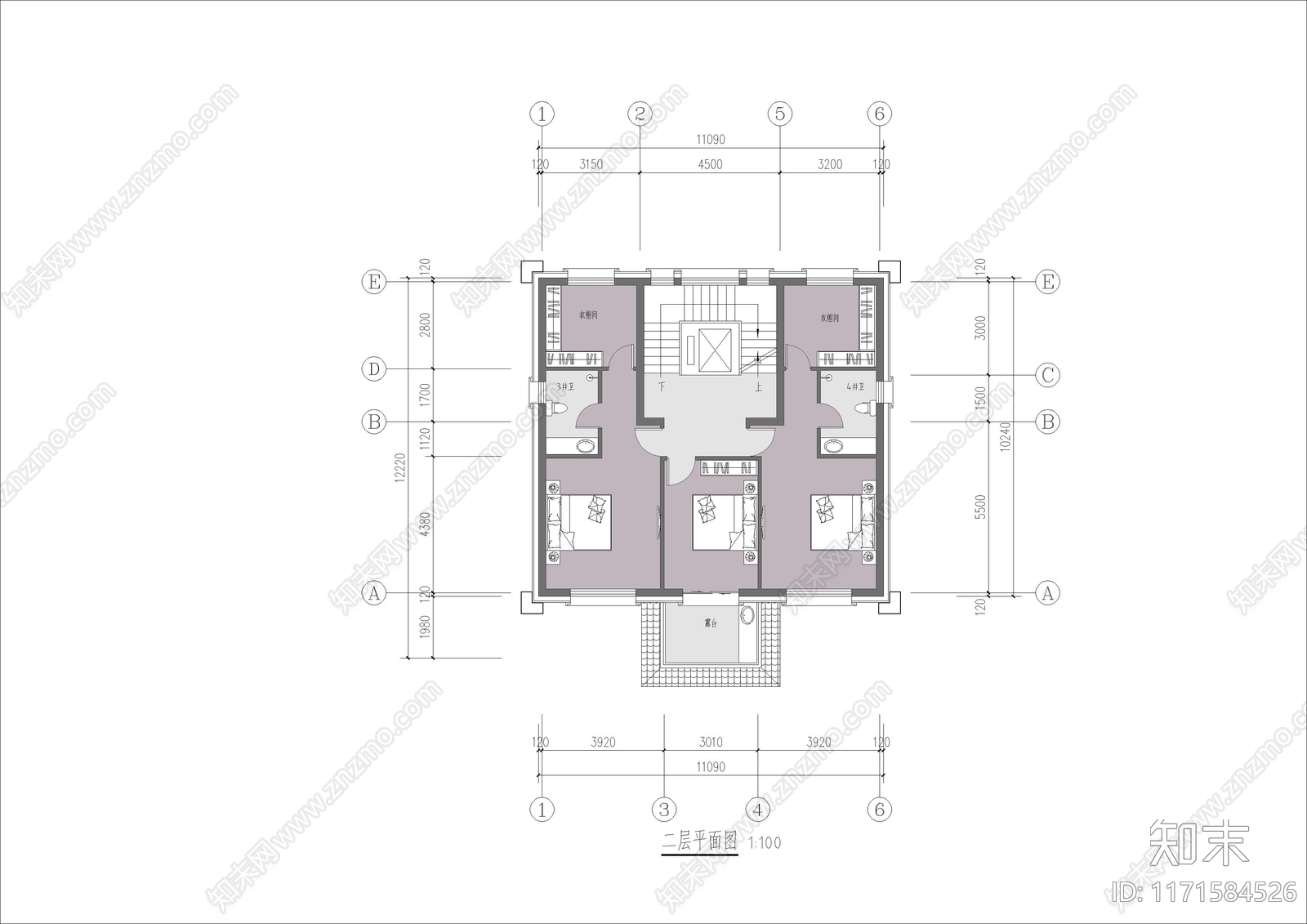 现代新中式别墅建筑cad施工图下载【ID:1171584526】