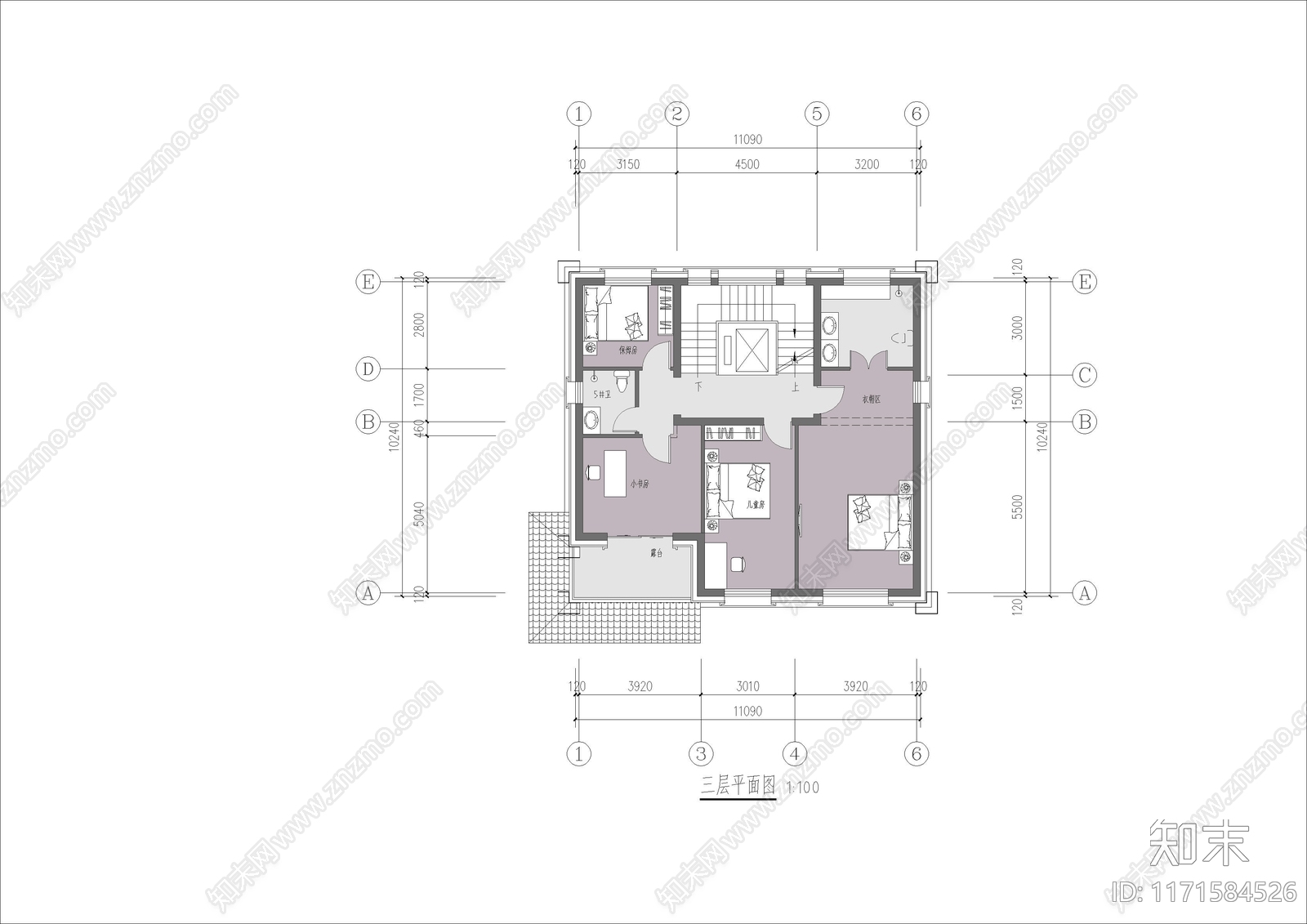 现代新中式别墅建筑cad施工图下载【ID:1171584526】