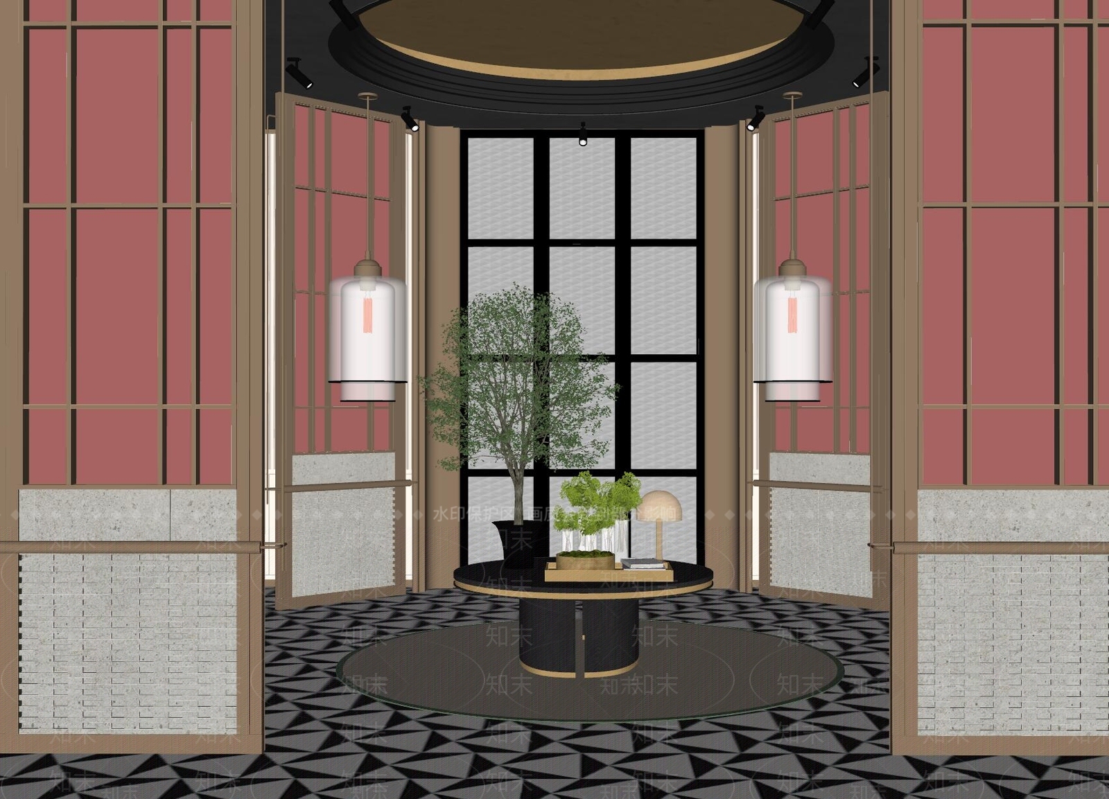 现代酒店大堂SU模型下载【ID:1171589015】