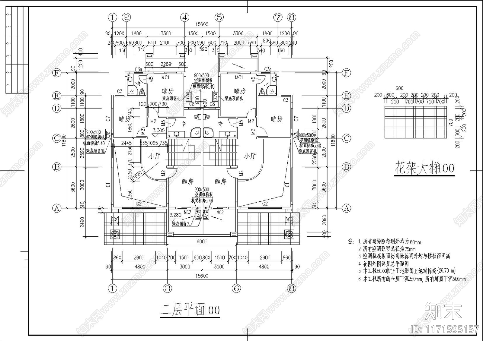 欧式别墅建筑cad施工图下载【ID:1171595157】