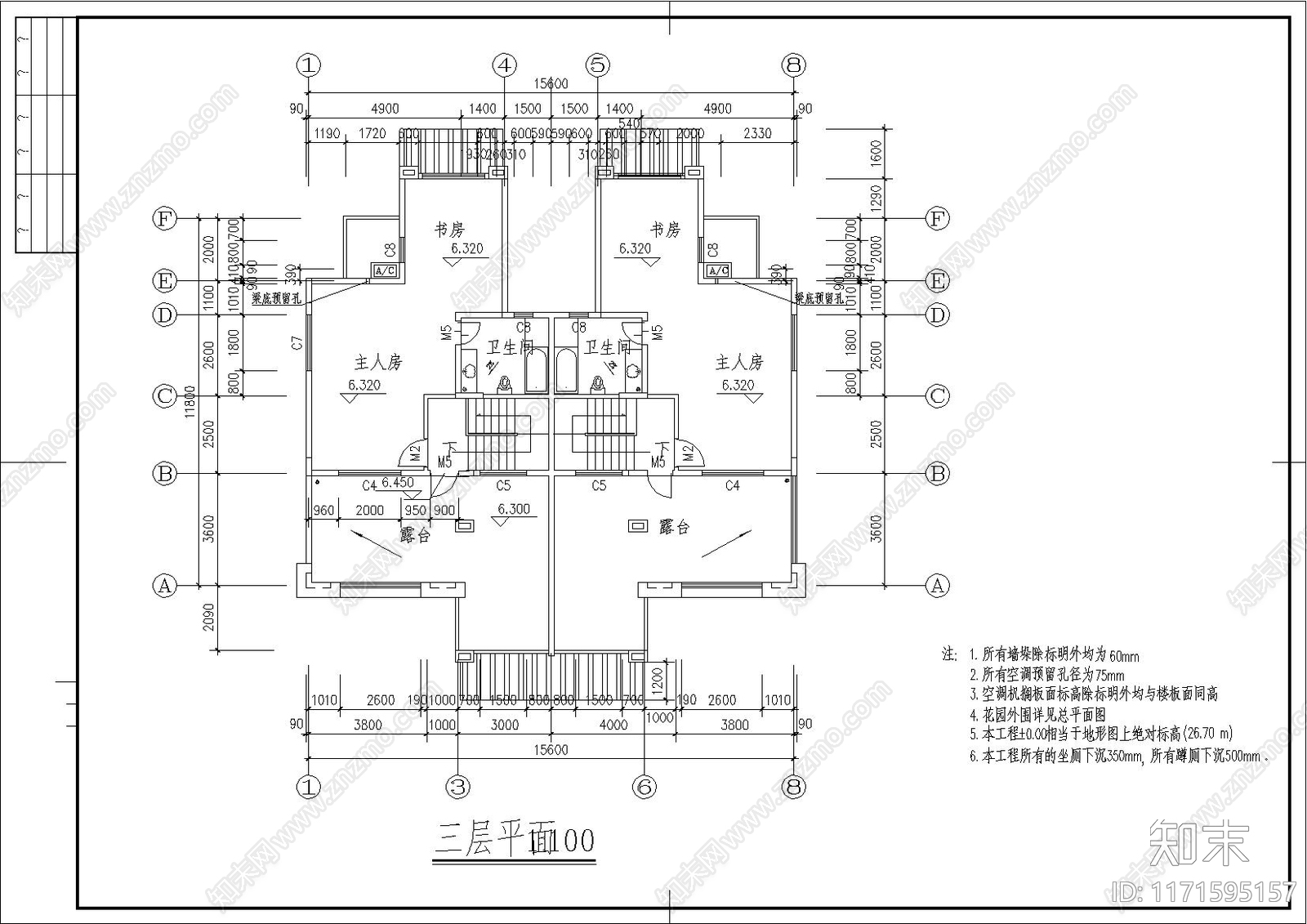 欧式别墅建筑cad施工图下载【ID:1171595157】