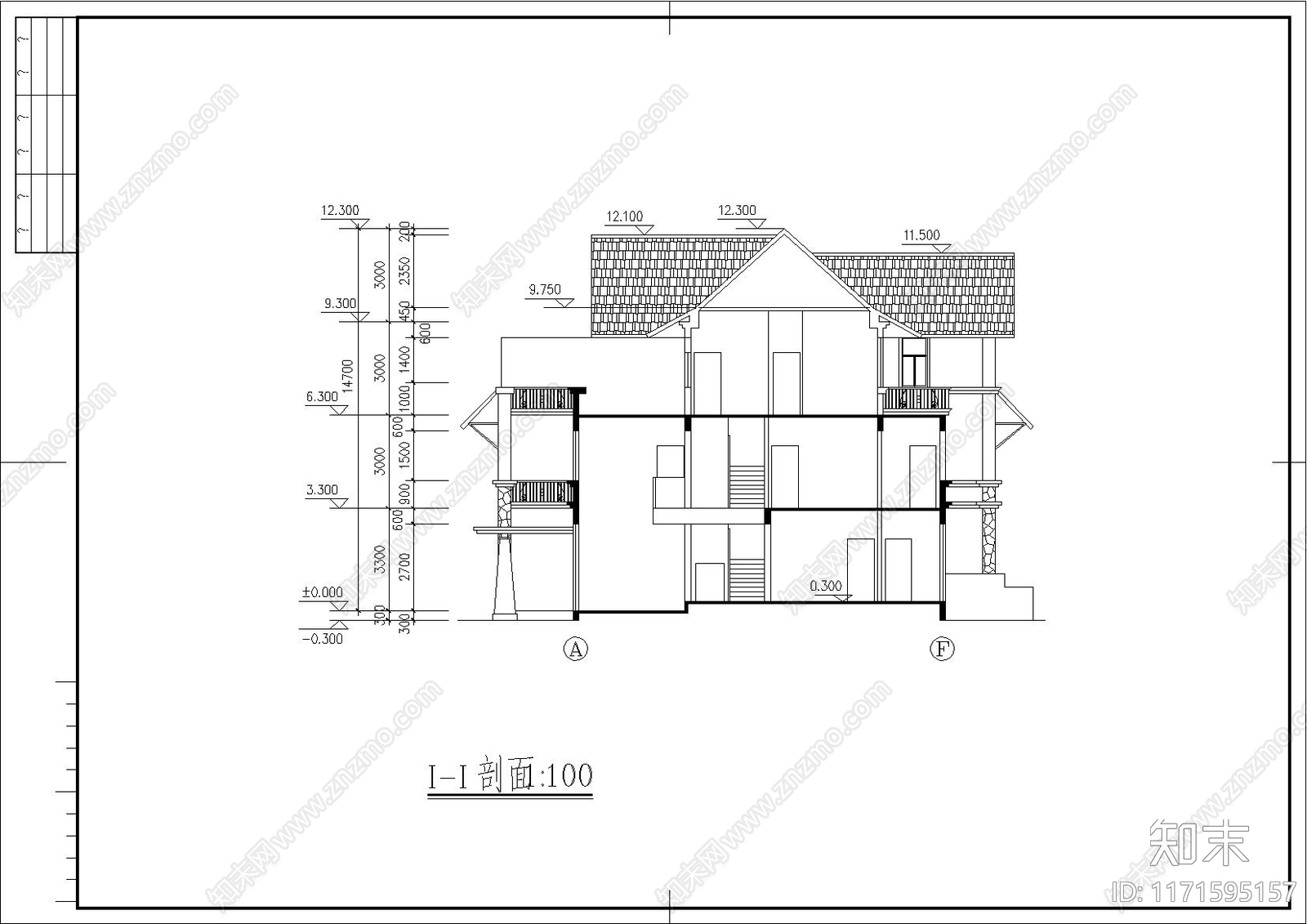 欧式别墅建筑cad施工图下载【ID:1171595157】