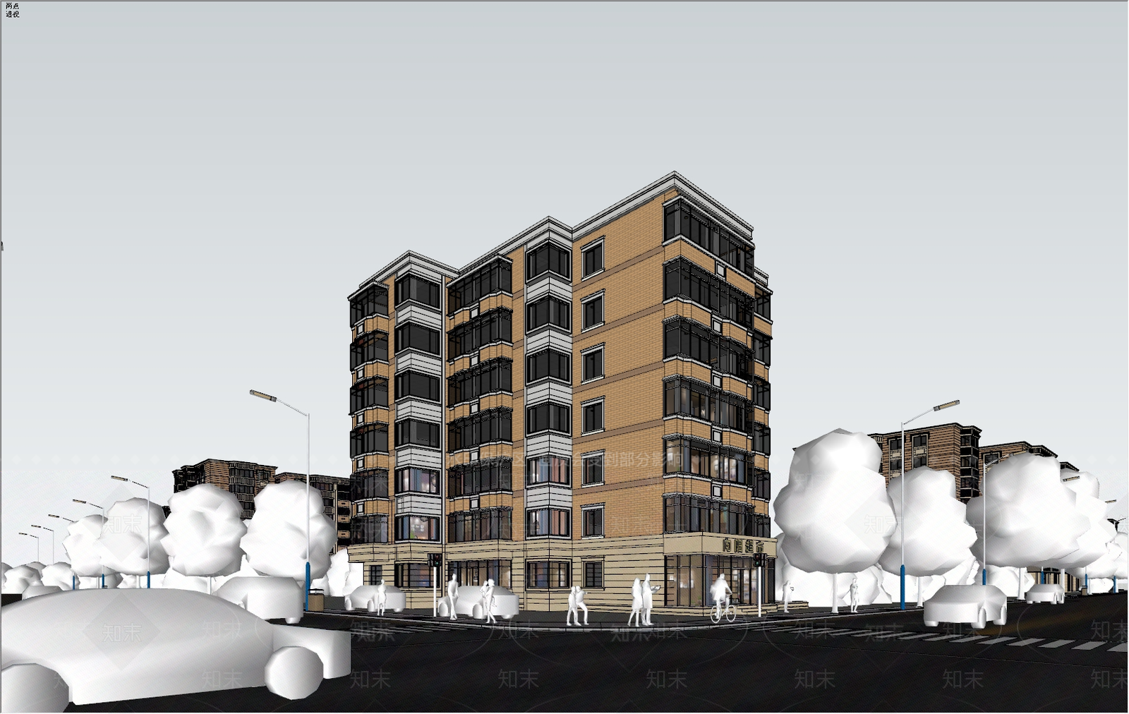 现代小区建筑SU模型下载【ID:1171595216】