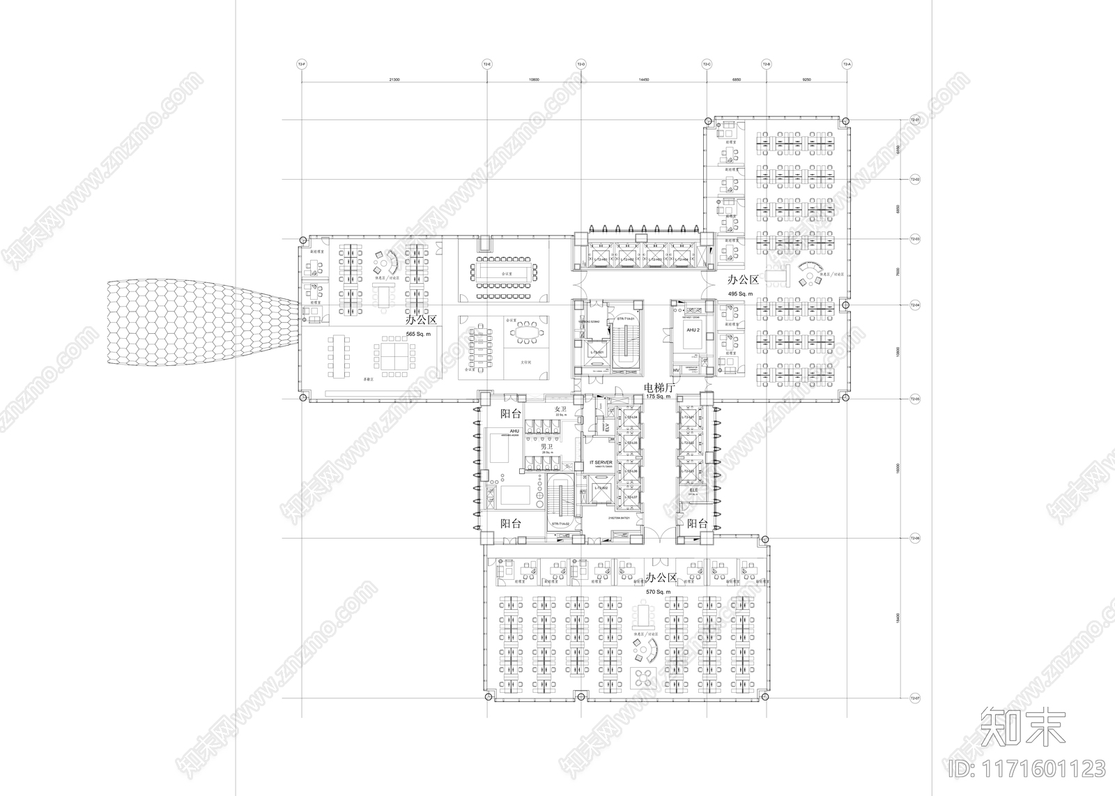 现代办公楼建筑cad施工图下载【ID:1171601123】