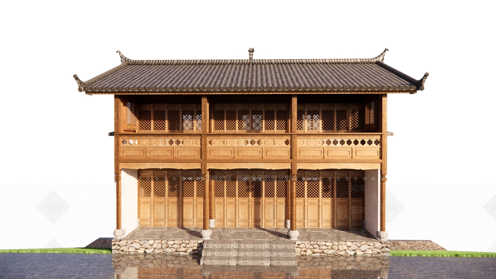 现代新中式乡村民房SU模型下载【ID:1171602961】