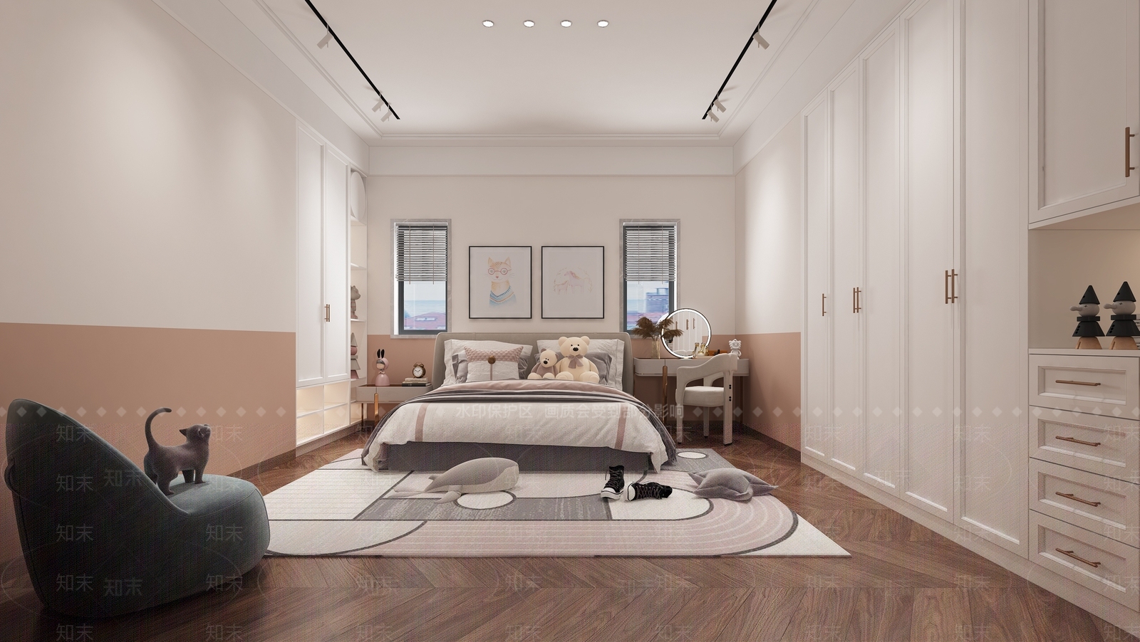 现代轻奢女孩房3D模型下载【ID:1171604606】