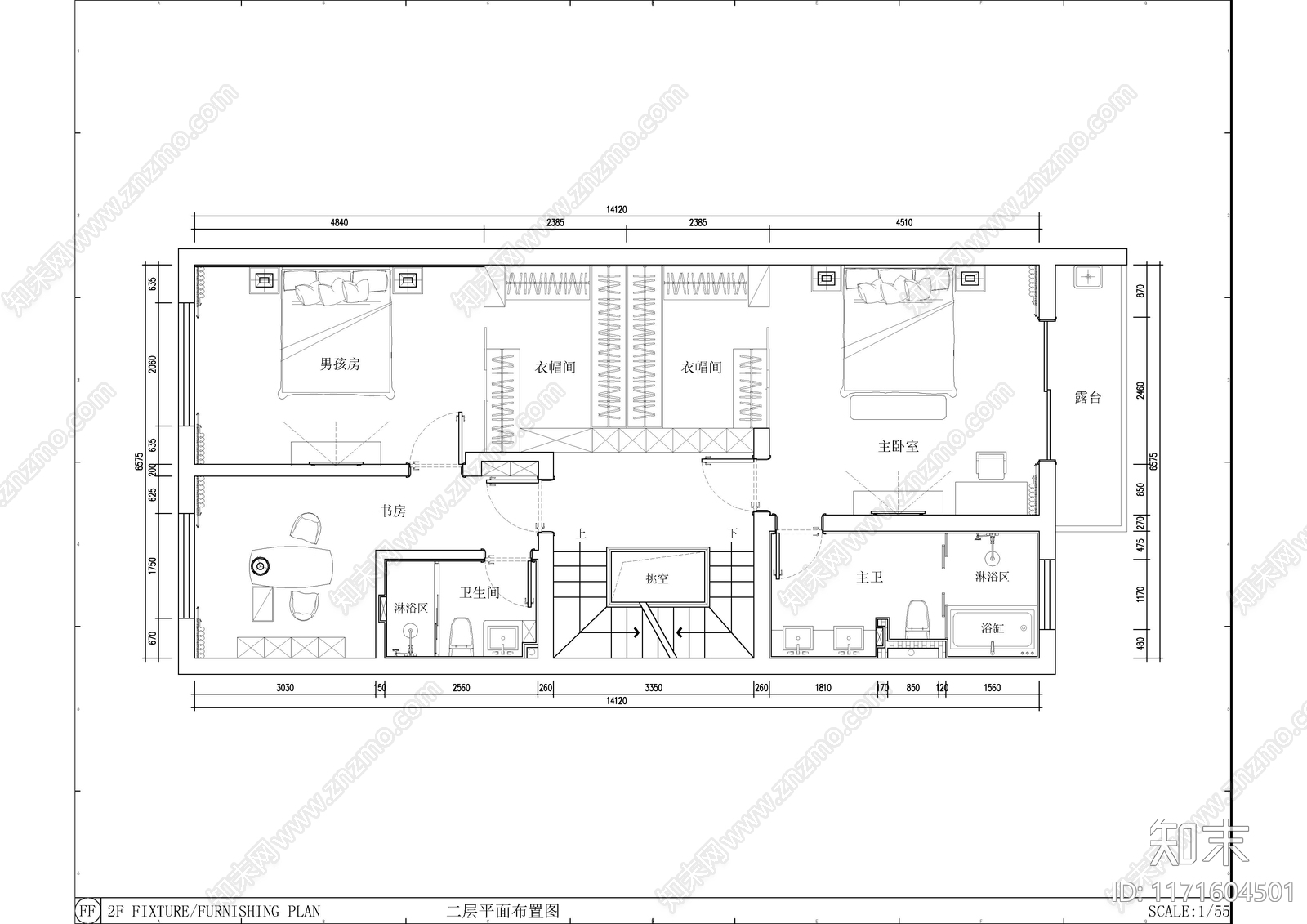 现代整体家装空间cad施工图下载【ID:1171604501】