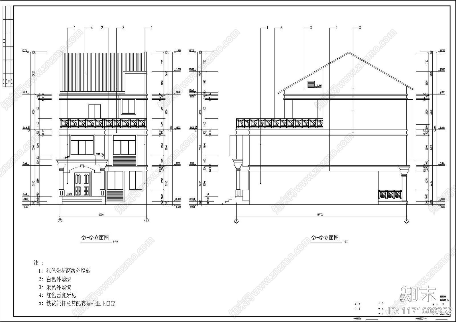 欧式简欧别墅建筑cad施工图下载【ID:1171608352】