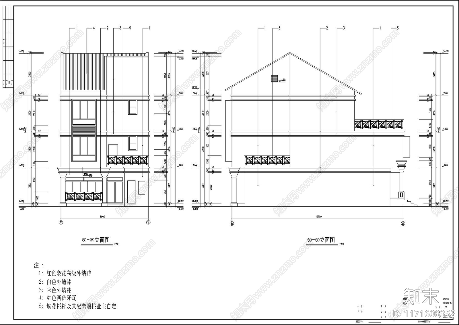 欧式简欧别墅建筑cad施工图下载【ID:1171608352】