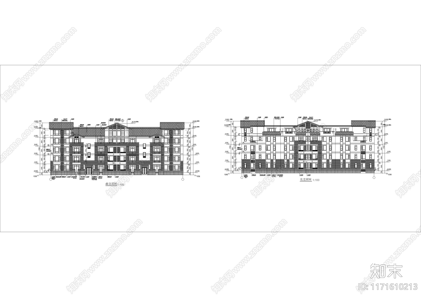 美式现代别墅建筑施工图下载【ID:1171610213】