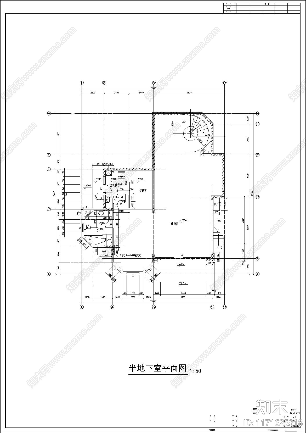 现代别墅建筑cad施工图下载【ID:1171625318】