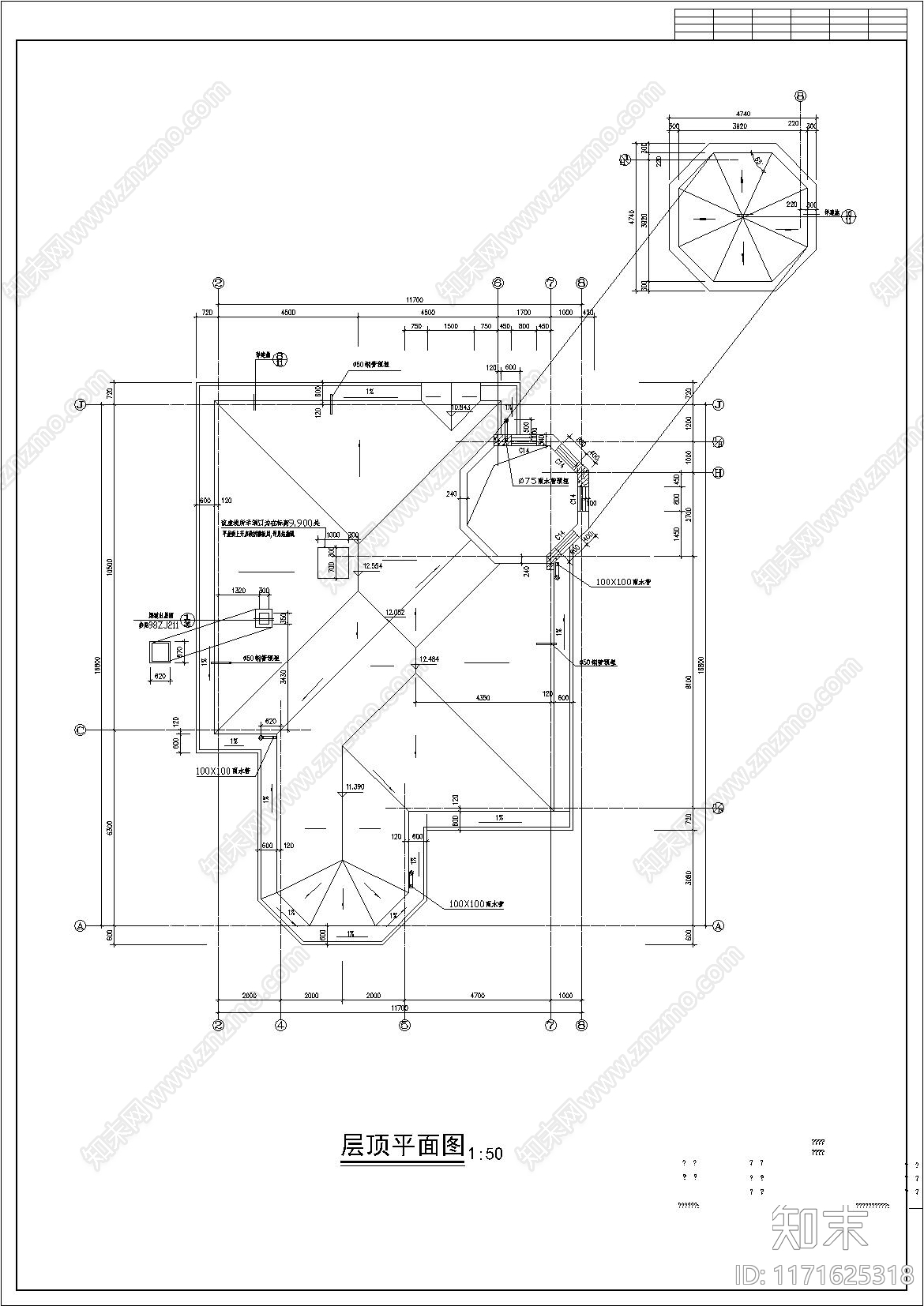 现代别墅建筑cad施工图下载【ID:1171625318】