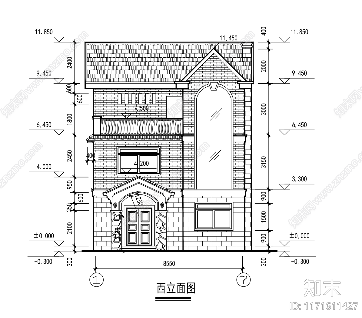 现代别墅建筑cad施工图下载【ID:1171611427】