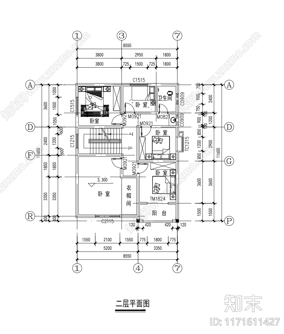 现代别墅建筑cad施工图下载【ID:1171611427】