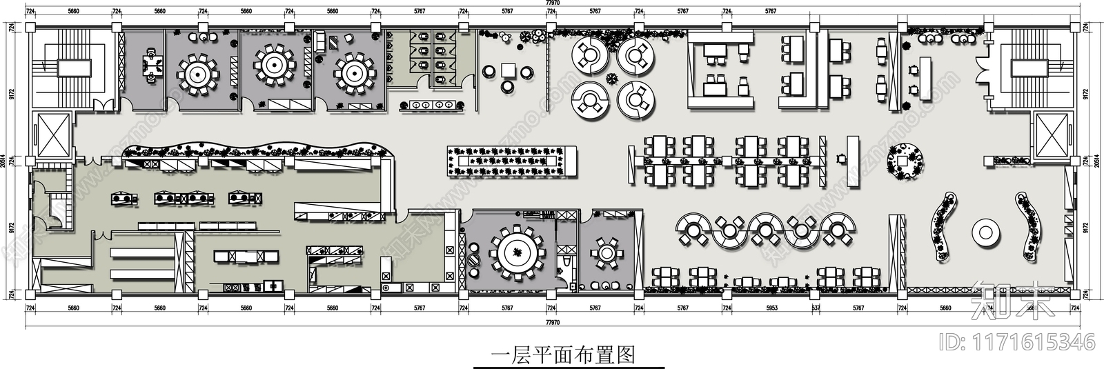 现代茶餐厅cad施工图下载【ID:1171615346】