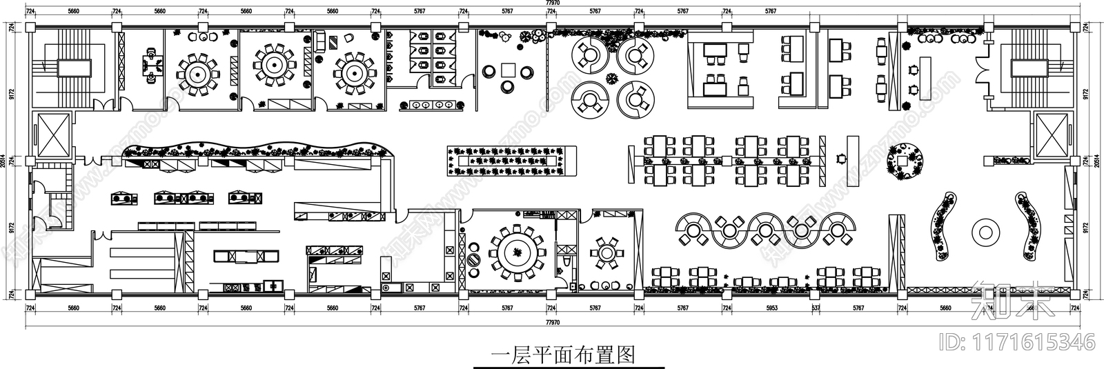 现代茶餐厅cad施工图下载【ID:1171615346】