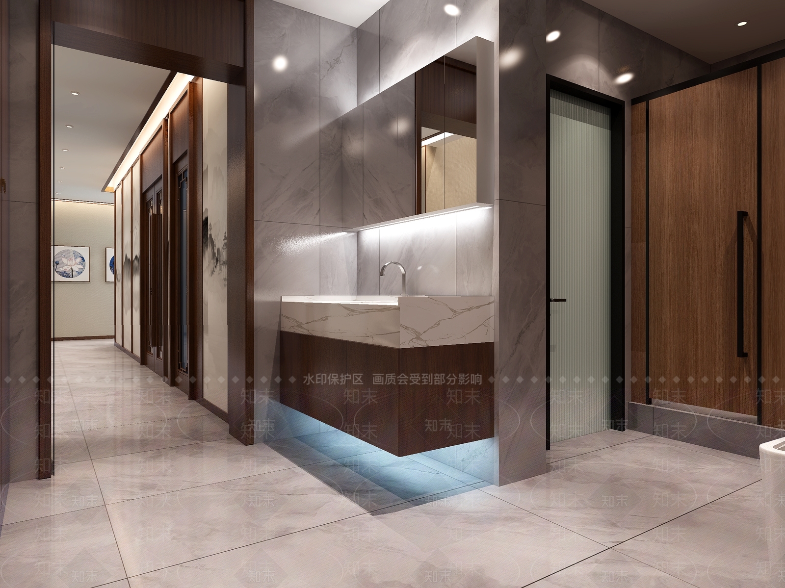 新中式中式公共卫生间3D模型下载【ID:1171616027】