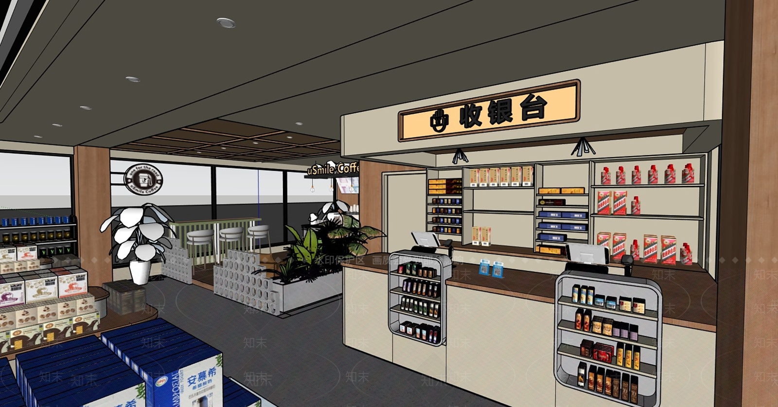 复古超市SU模型下载【ID:1171620028】