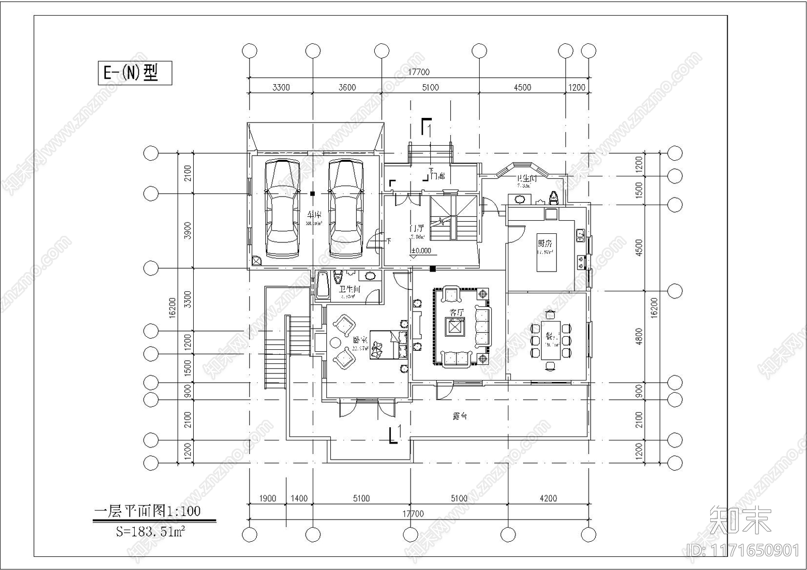 现代别墅建筑cad施工图下载【ID:1171650901】