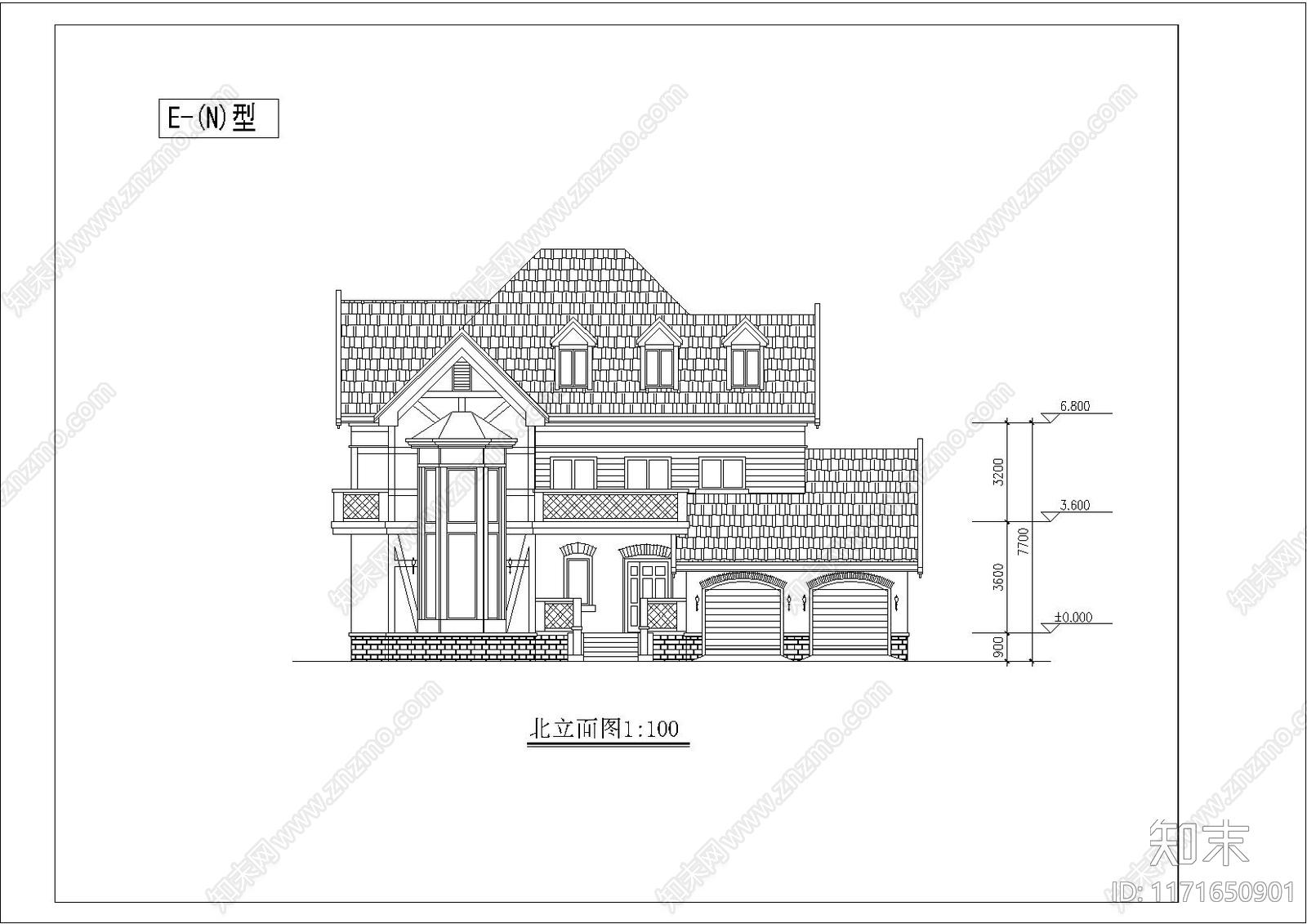 现代别墅建筑cad施工图下载【ID:1171650901】