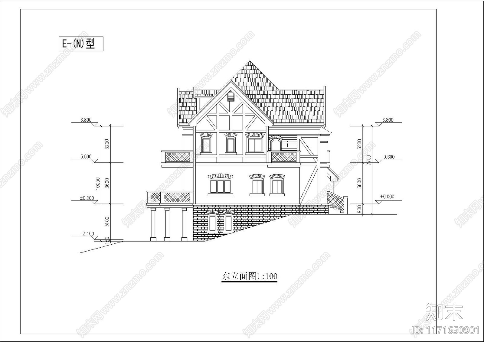 现代别墅建筑cad施工图下载【ID:1171650901】