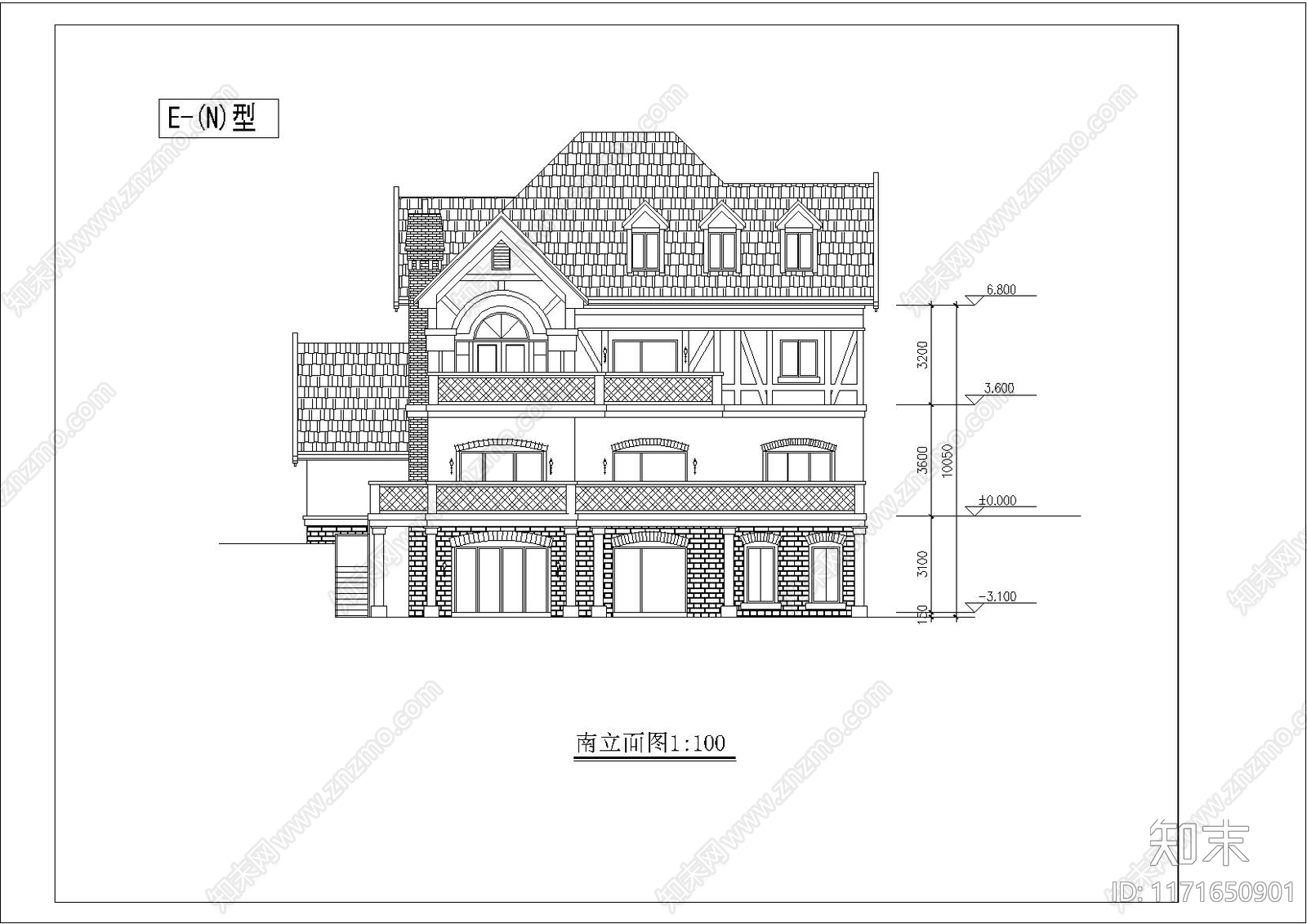 现代别墅建筑cad施工图下载【ID:1171650901】