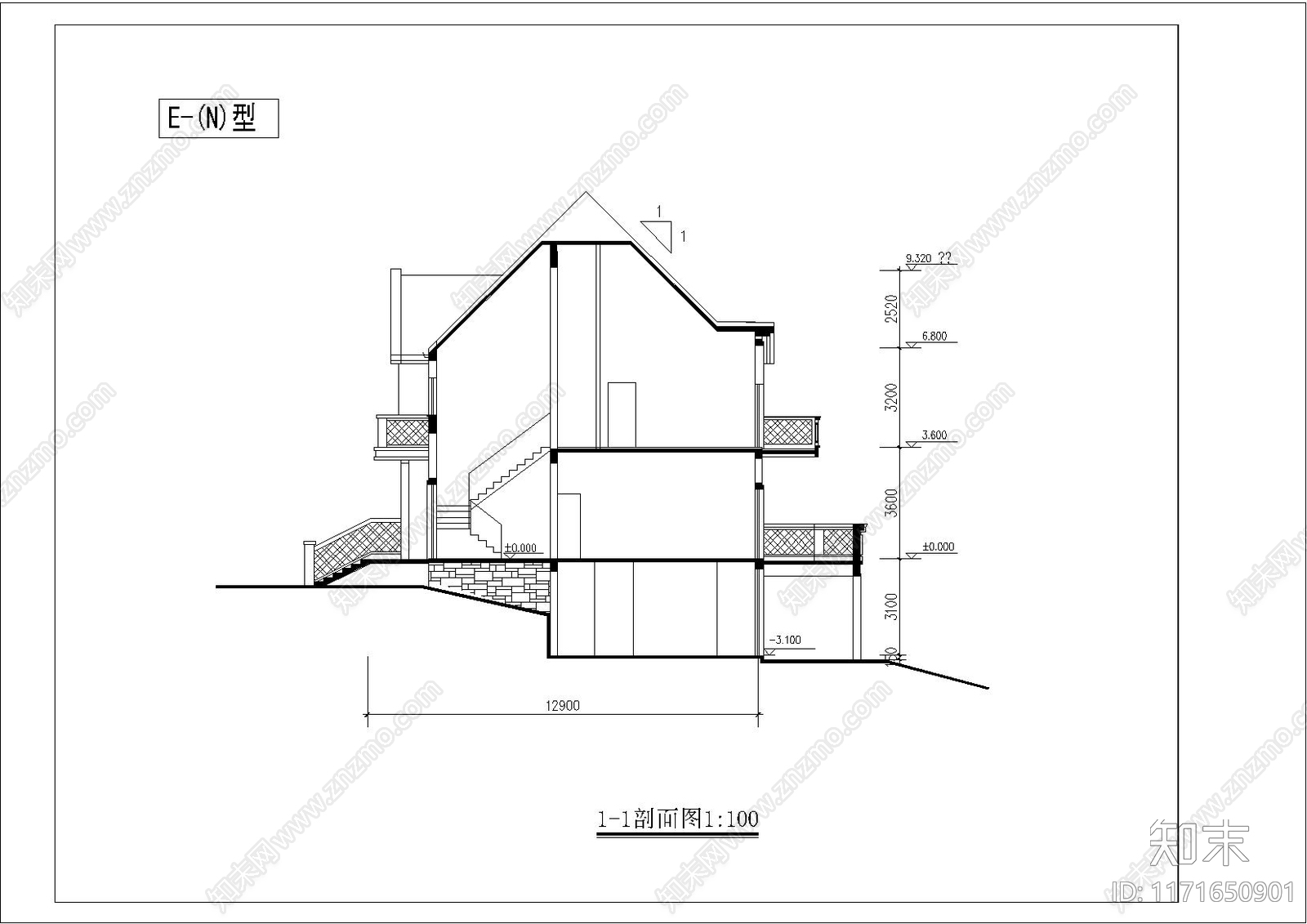 现代别墅建筑cad施工图下载【ID:1171650901】