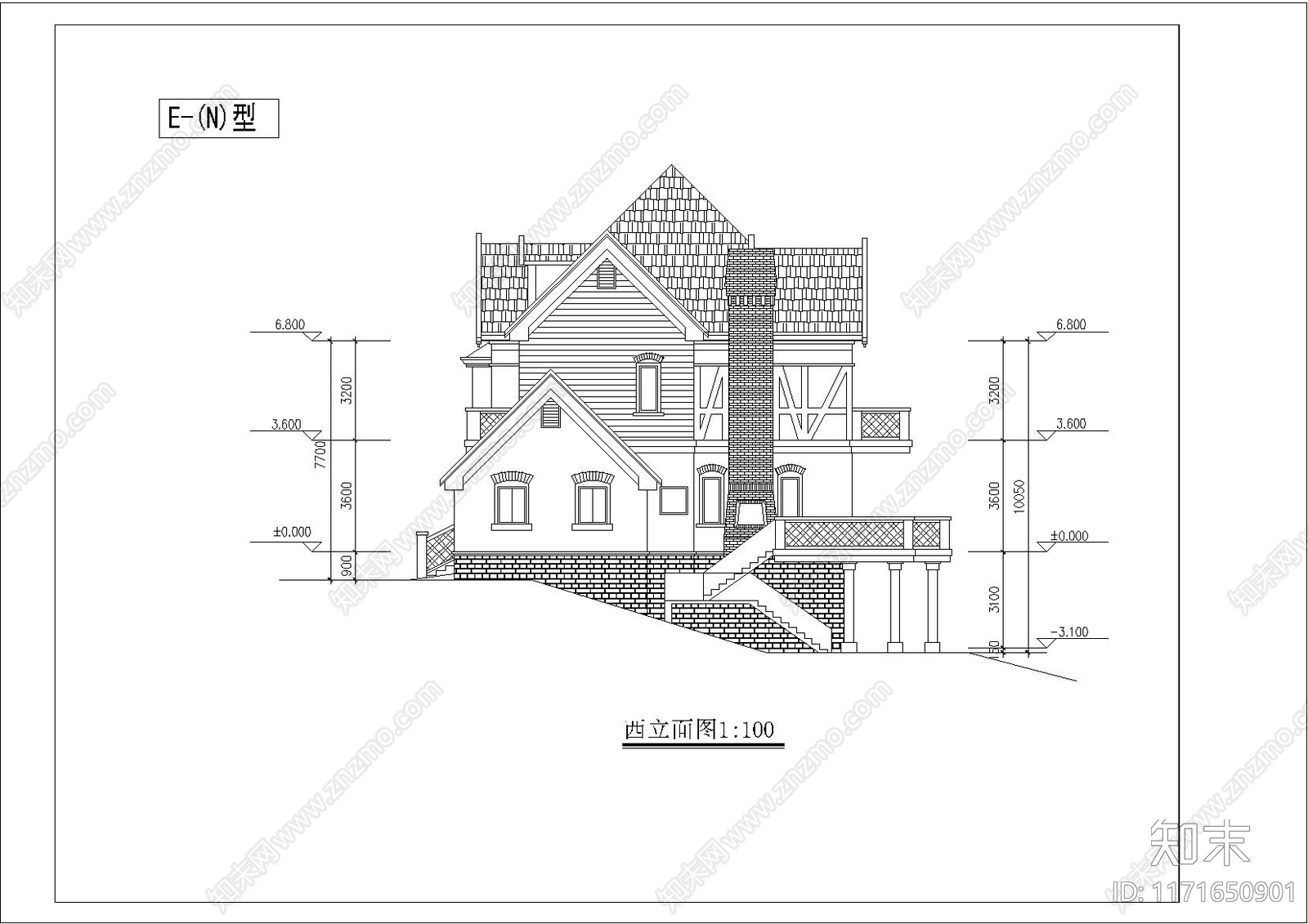 现代别墅建筑cad施工图下载【ID:1171650901】