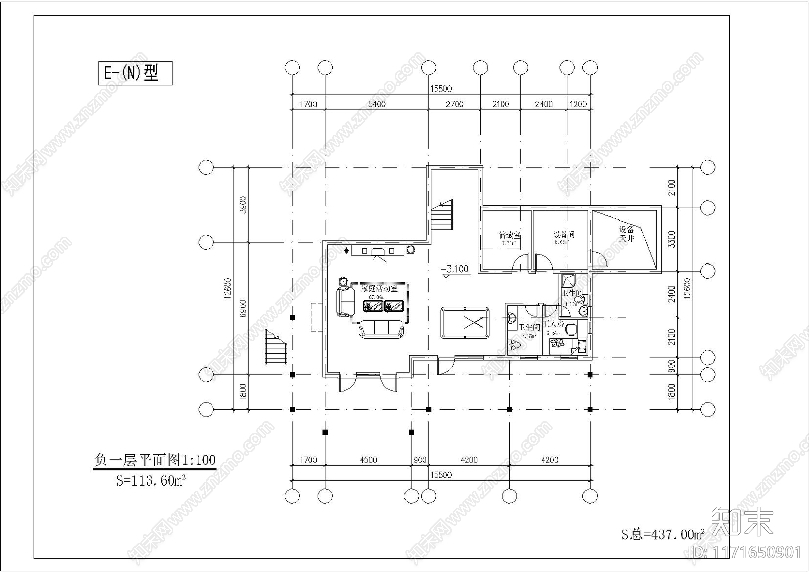 现代别墅建筑cad施工图下载【ID:1171650901】