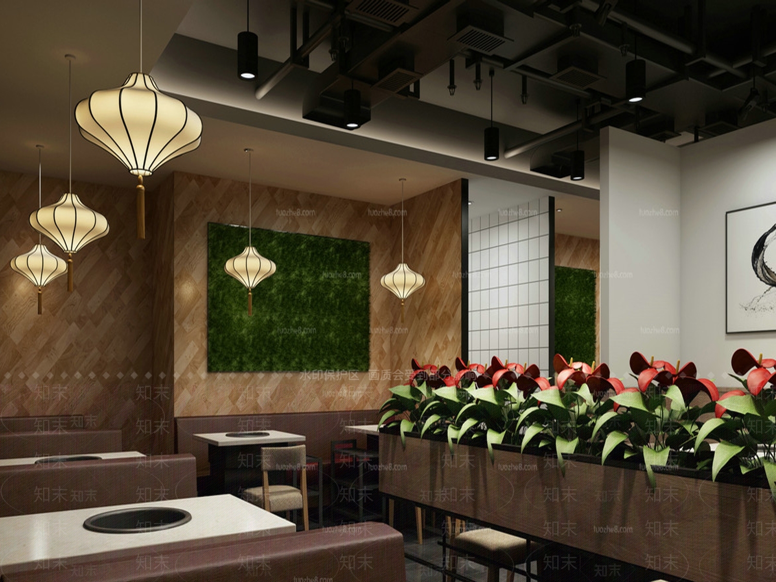 新中式火锅店3D模型下载【ID:1171652976】