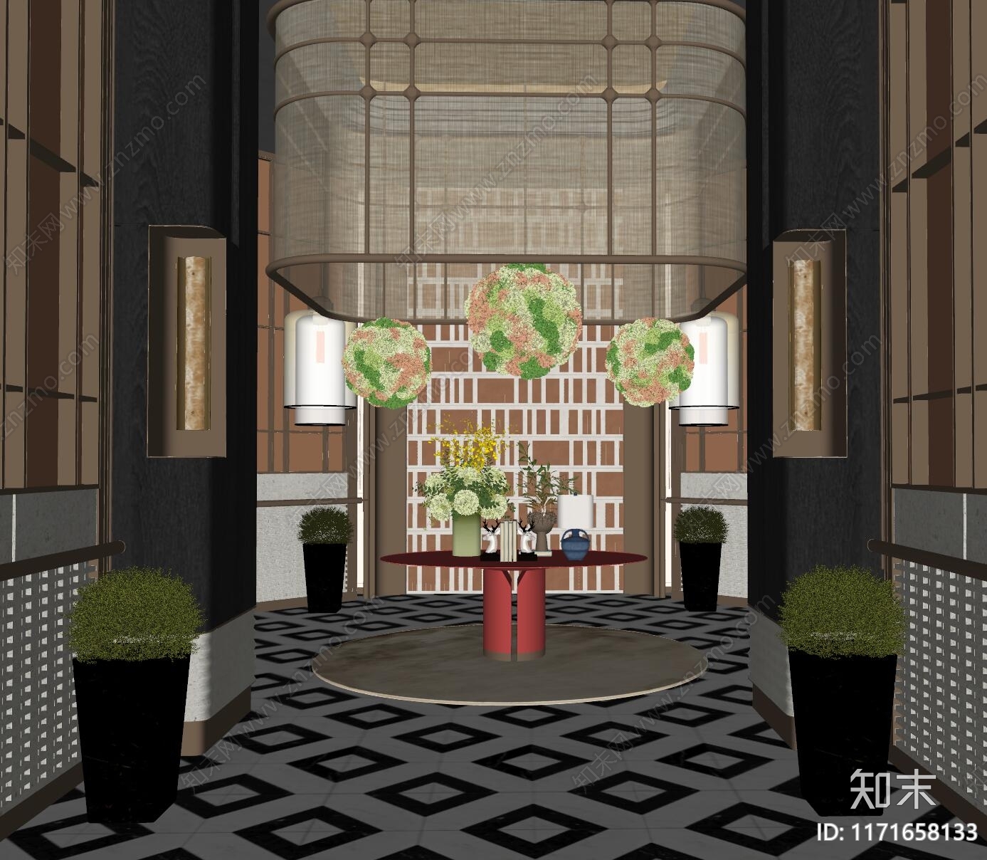 现代酒店大堂SU模型下载【ID:1171658133】