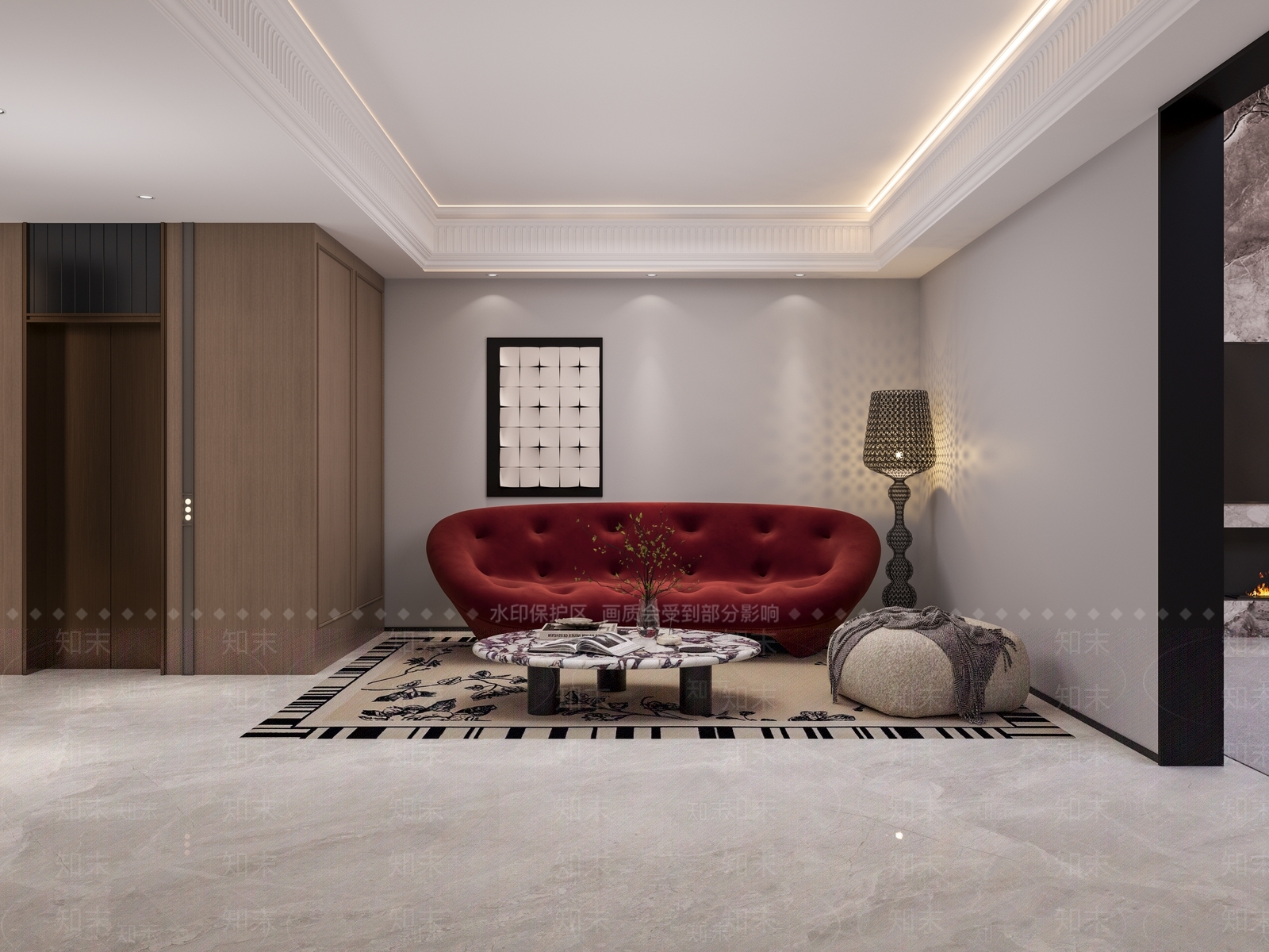 法式简约别墅客厅3D模型下载【ID:1171665718】