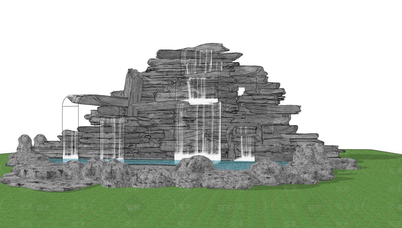 现代假山水景3D模型下载【ID:1171665433】