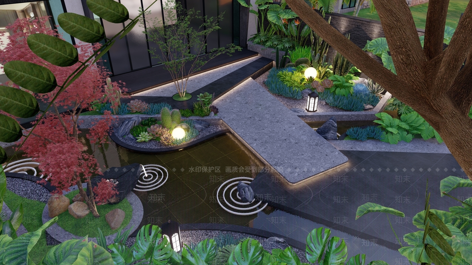 现代别墅庭院SU模型下载【ID:1171665823】