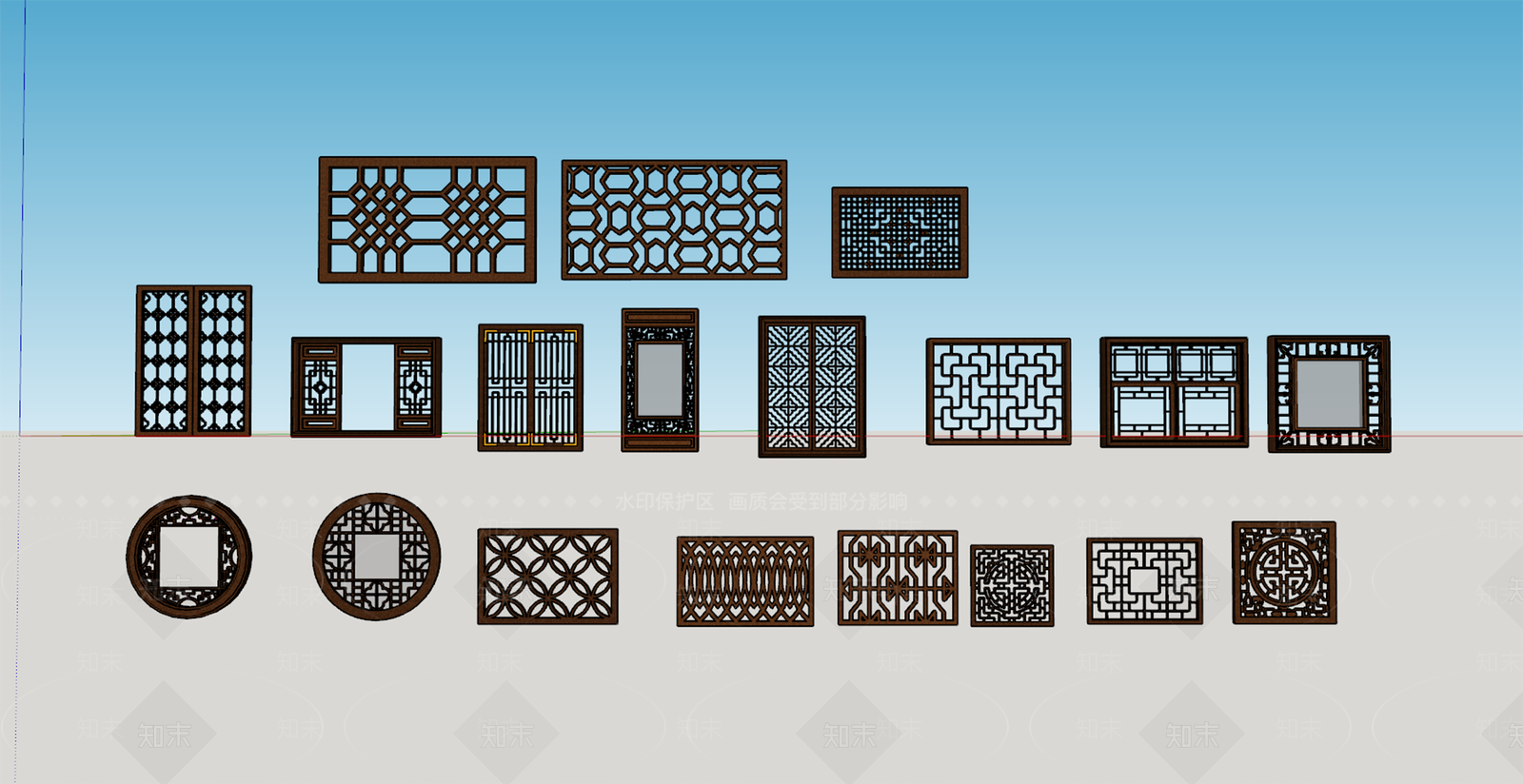 新中式中式镂花窗SU模型下载【ID:1171666167】
