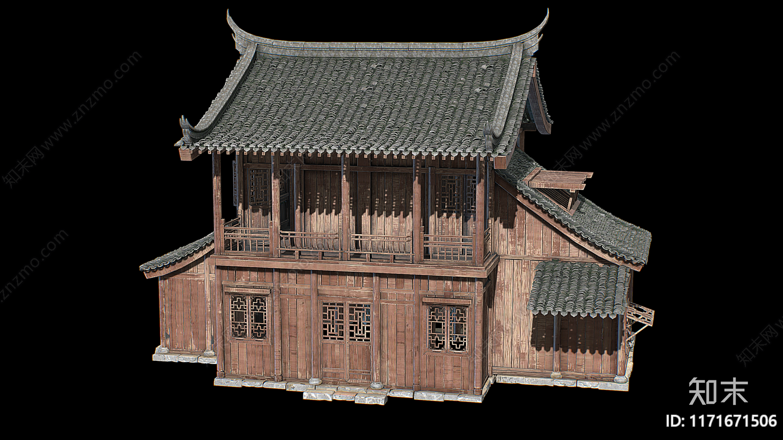 现代中式古建3D模型下载【ID:1171671506】