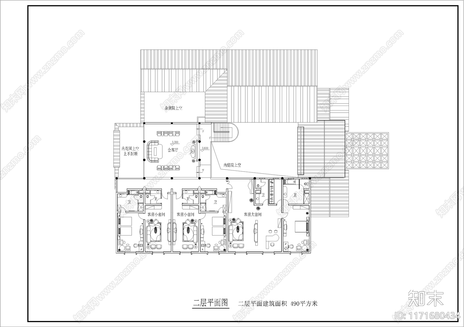 中式新中式别墅建筑施工图下载【ID:1171680434】