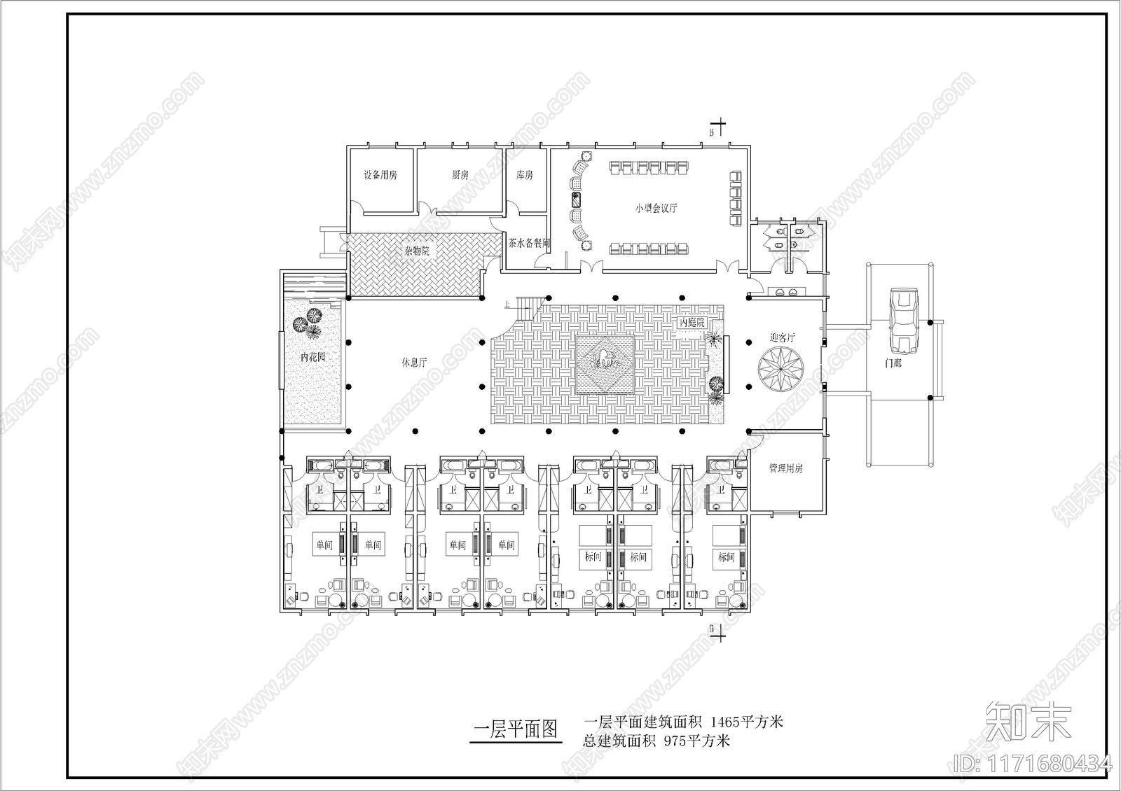 中式新中式别墅建筑施工图下载【ID:1171680434】