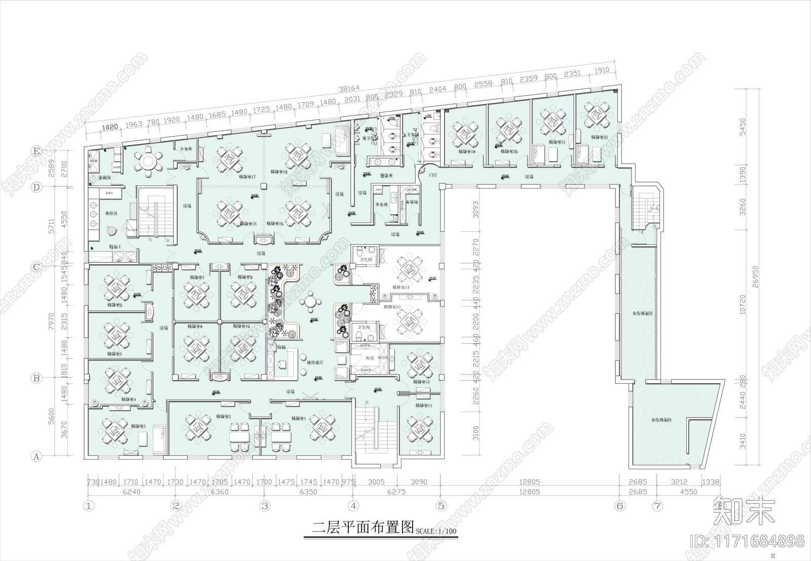 现代棋牌室施工图下载【ID:1171684898】