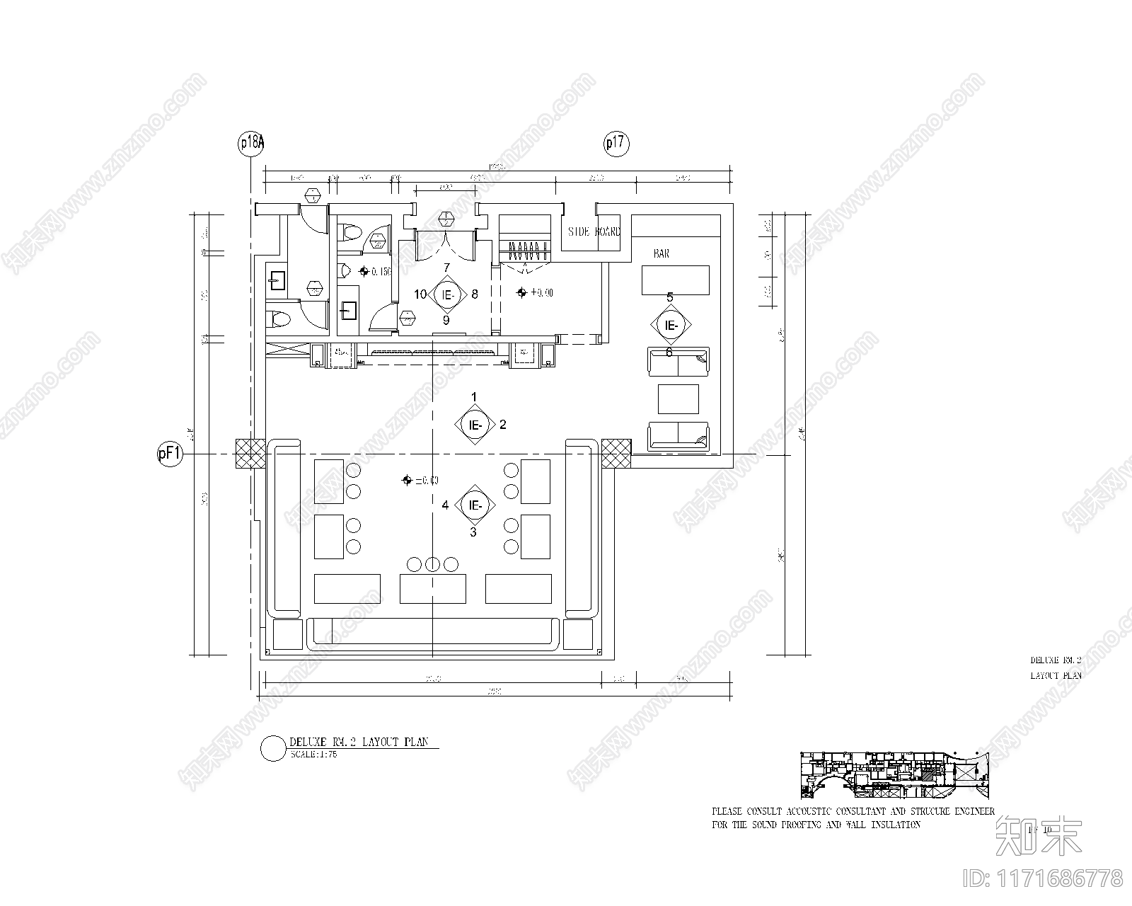 现代欧式KTV施工图下载【ID:1171686778】