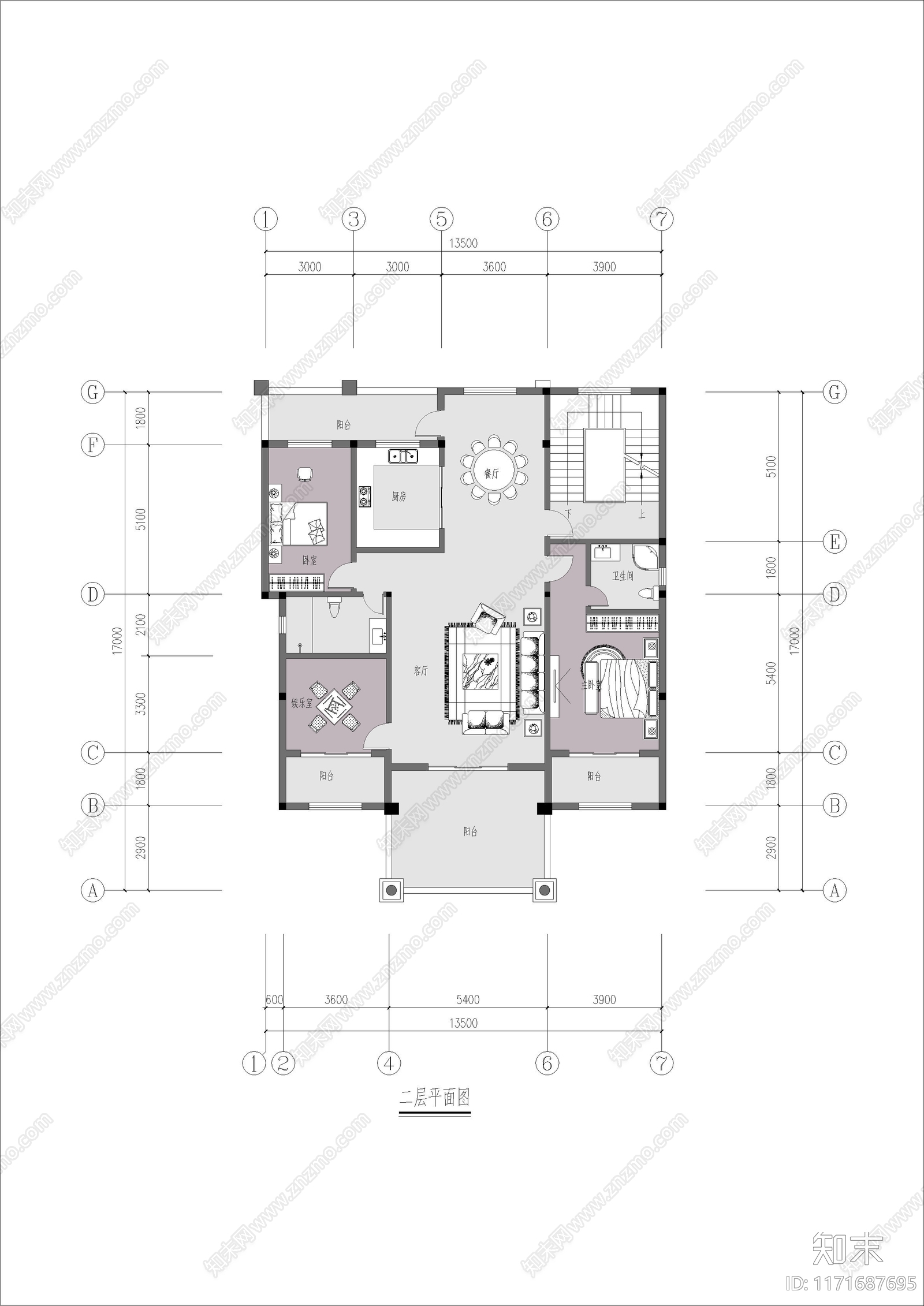 欧式新中式别墅建筑cad施工图下载【ID:1171687695】