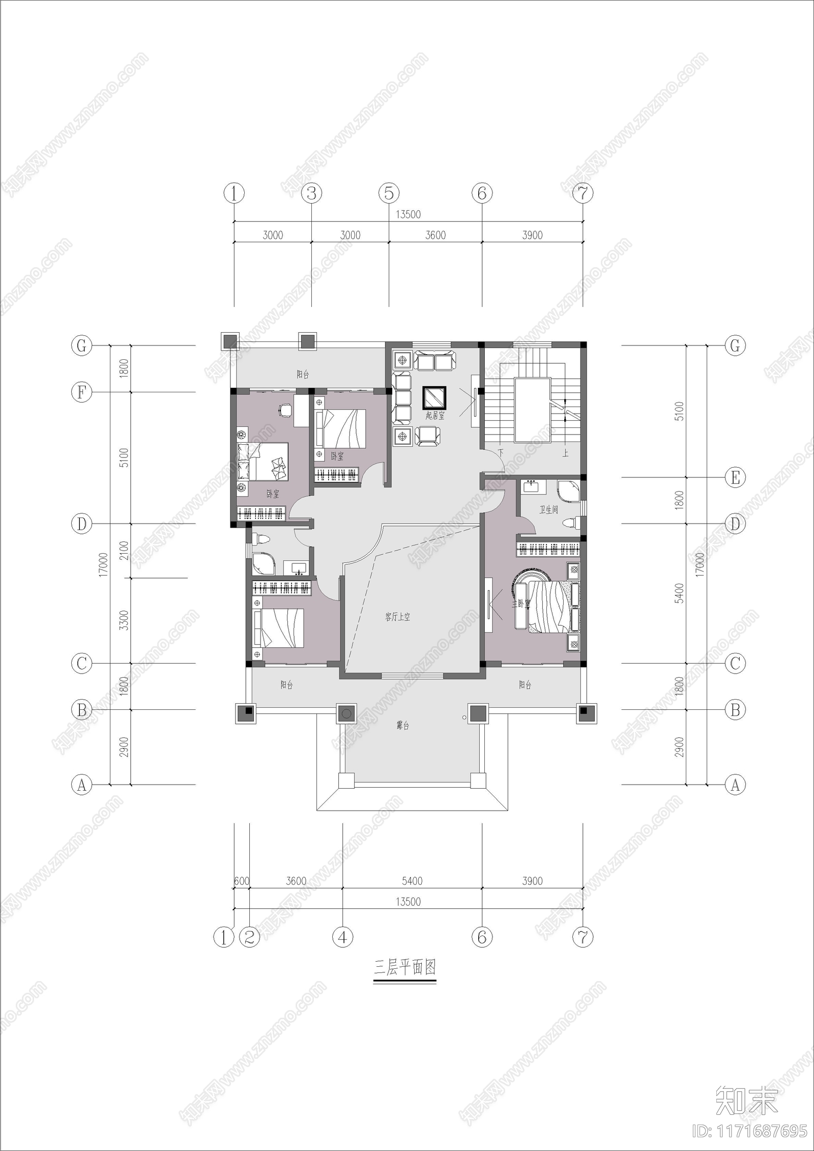 欧式新中式别墅建筑cad施工图下载【ID:1171687695】