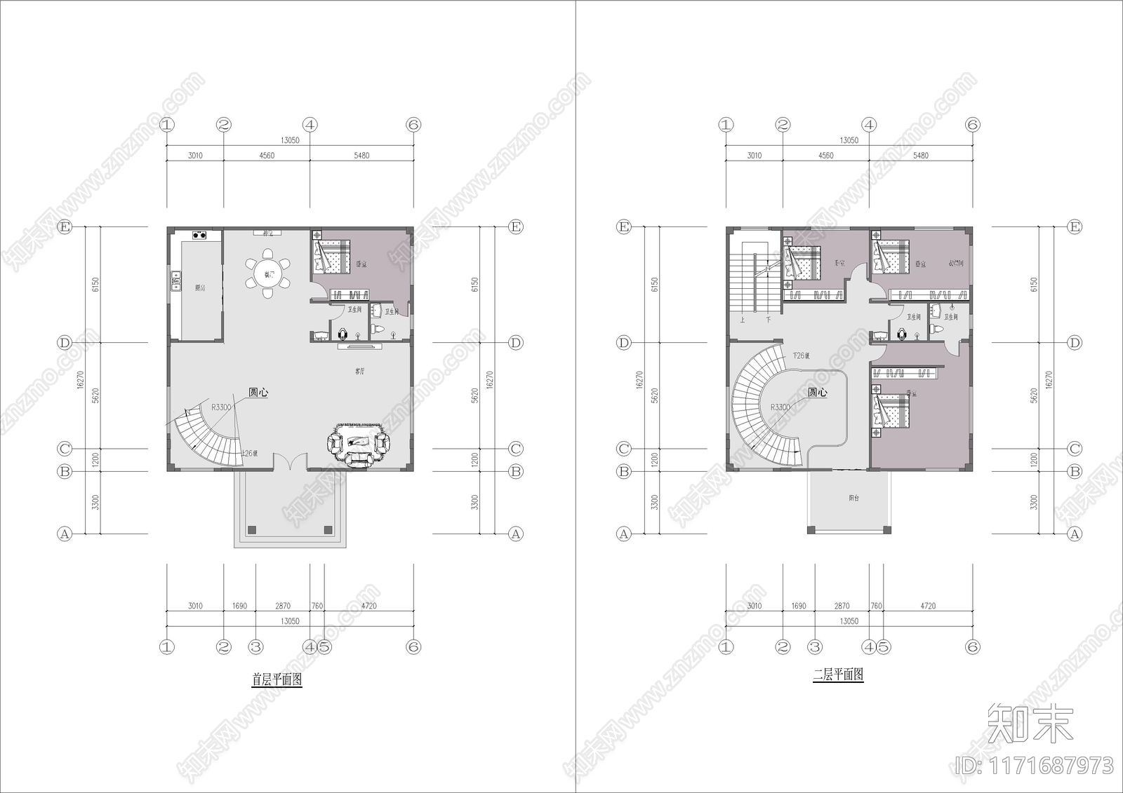 现代新中式别墅建筑施工图下载【ID:1171687973】